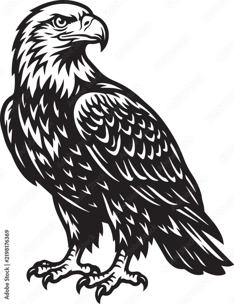 Fototapeta premium Majestic Eagle standing with proud gaze in bold linework style for powerful symbolism