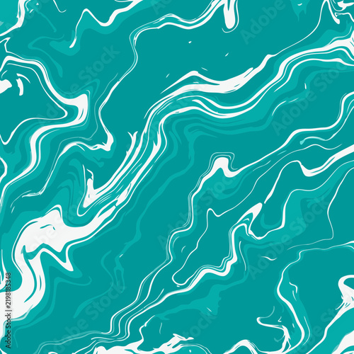 Abstract teal and white marble pattern design. Abstract pattern with flowing lines and color blending. Abstract design for use in digital graphic or print media -
