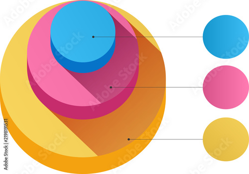 Pyramid circle infographic 3d isometric 3 step, parts or level for data visualization