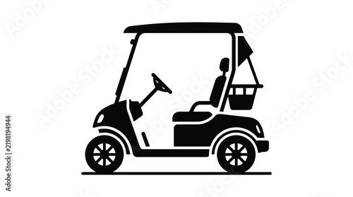 Golf cart vector illustration featuring a side view of modern electric transport for outdoor travel