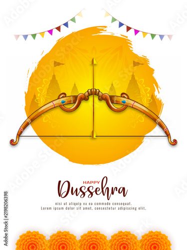 Happy Dussehra hindu traditional Indian festival greeting card