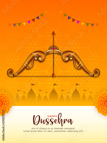 Happy Dussehra hindu traditional Indian festival greeting card