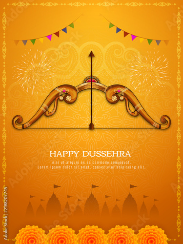 Happy Dussehra hindu Indian traditional festival cultural card design