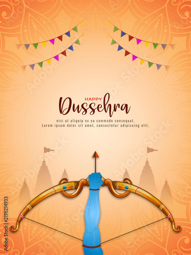 Happy Dussehra hindu Indian traditional festival cultural card design
