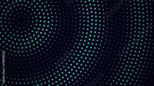 Abstract Background Featuring Teal Green Dots Arranged in A Concentric Radial Pattern on Dark Surface