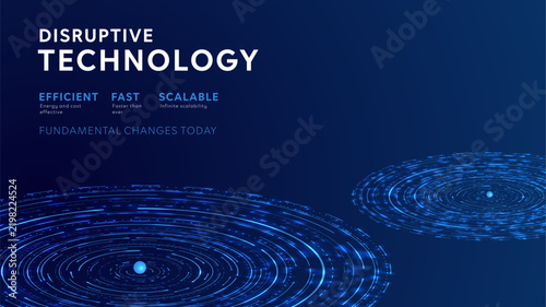 Digital technology transformation background. Disruptive innovation operating systems marketing banner for presentations.