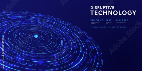 Digital technology transformation background. Disruptive innovation operating systems marketing banner for presentations.