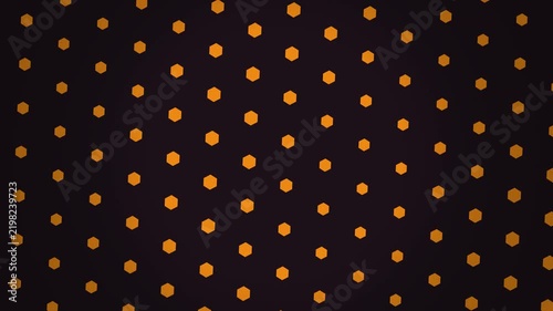 Abstract background featuring a repeating pattern of glowing orange hexagons on a dark surface