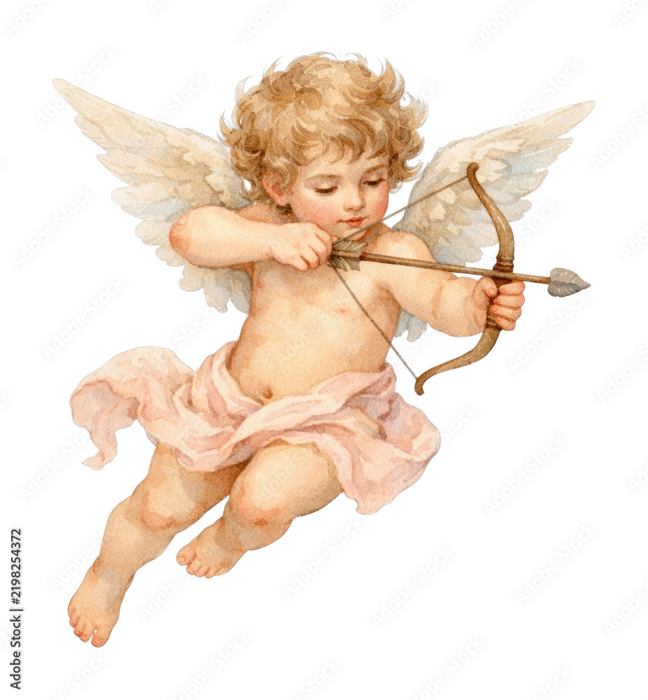 Fototapeta premium PNG Cherubic angel with bow