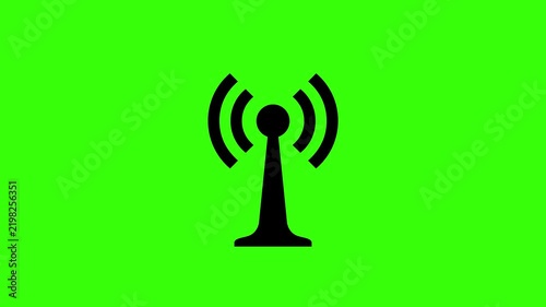 Fast Cumulative Network Signal Bars Loop Animation on Green Screen Background Representing Maximum Wi-Fi Connectivity