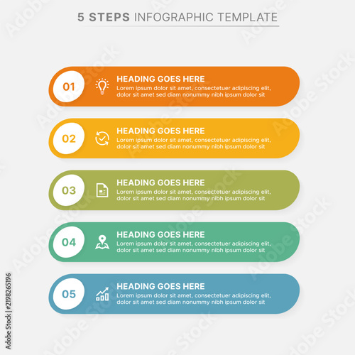 5 Steps Modern Business Infographic Template Design
