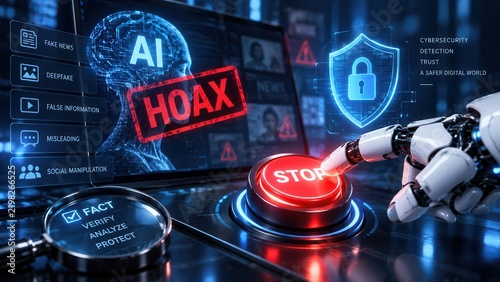 AI Technology Cybersecurity Concept for Detecting Hoaxes and Deepfakes