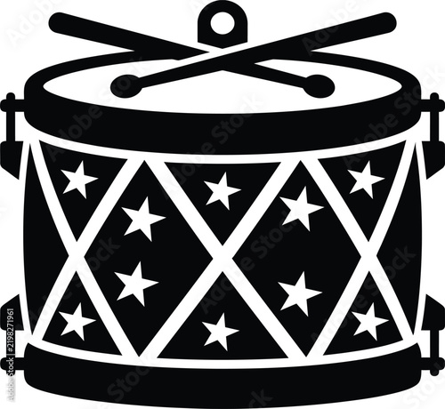 Christmas drum ornament silhouette isolated on white background