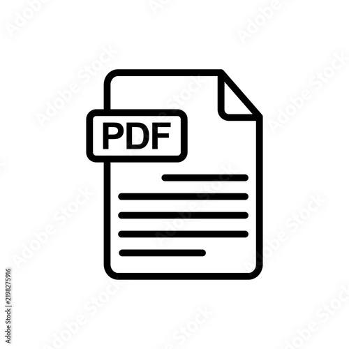 PDF file document icon with text lines for portable document format and digital reading