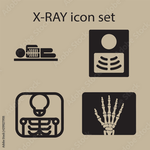 Radiology x-ray chest hand skull scan icon set beige background vector