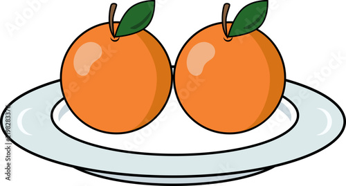 Cute Fruit and Plate Collection Line Art Illustration
