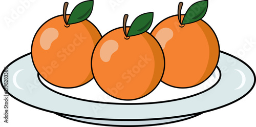Cute Fruit and Plate Collection Line Art Illustration