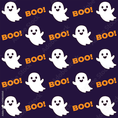 HANDRAWN HALLOWEEN CUTE GHOST SEAMLESS PATTERN