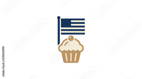 Iconic American flag cupcake illustration for national holidays.