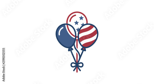 Patriotic USA Themed Balloon Bundle Illustration.