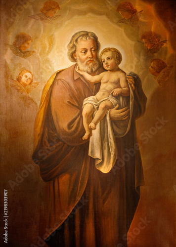 MONZA, ITALY - MARCH 19, 2026:  The painting of Holy Joseph in the church Chiesa di Santa Maria al Carrobiolo by unknown artist. 