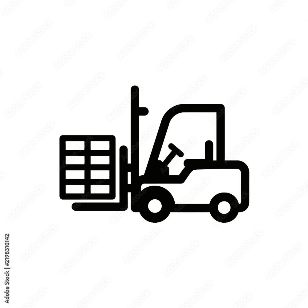 Naklejka premium Forklift Truck Icon Isolated Line Art Vector Illustration