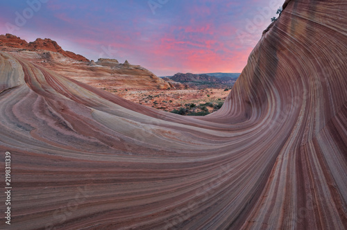 Rocky desert landscape at twilight, Coyote Buttes Paria Canyon-Vermillion Cliffs Wilderness Area, Arizona, USA