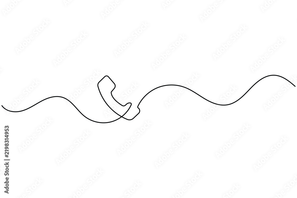 Obraz premium Cloud phone line art minimal call center icon with editable stroke isolated on white background