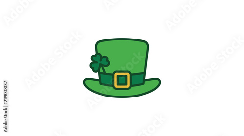 Green leprechaun hat icon for Saint Patrick Day celebration.
