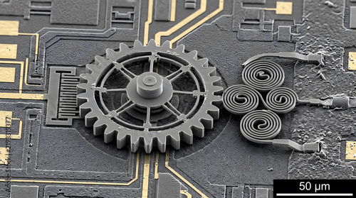 Obraz na płótnie Microscopic MEMS Accelerometer Gear