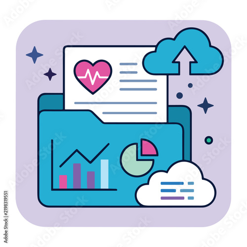 Healthcare Cloud Data Storage and Medical Records Management Icon