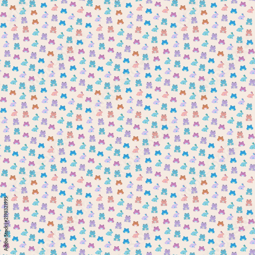 Cute frogs and rabbits seamless pattern