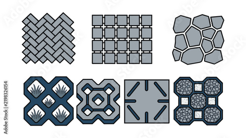 Permeable Paving Architectural CAD Landscape Vector Icons