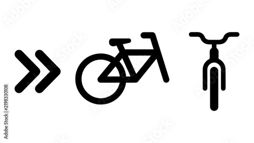 Black bicycle silhouette icons isolated on white background with bicycle icon bike graphic two wheeled transport transportation illustration