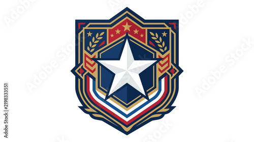 Patriotic Shield Emblem Featuring a Bold Central Star.