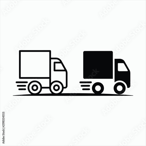 Two Delivery Trucks Outline and Solid Black transport