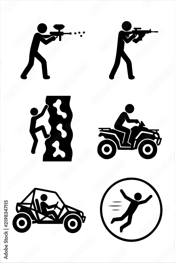 Obraz premium Extreme Adventure Sports Silhouette Icon Set