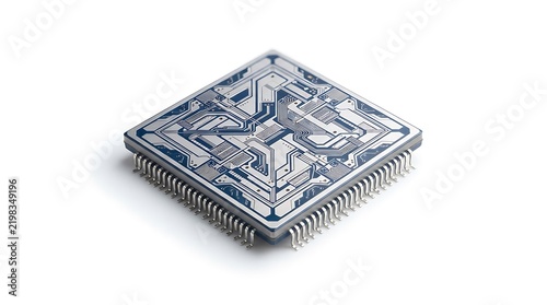 Obraz na płótnie Modern electronic microchip processor isolated on white background.