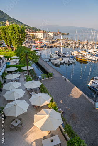 Marina and lakeside promenade on Lake Garda in Salo Italy