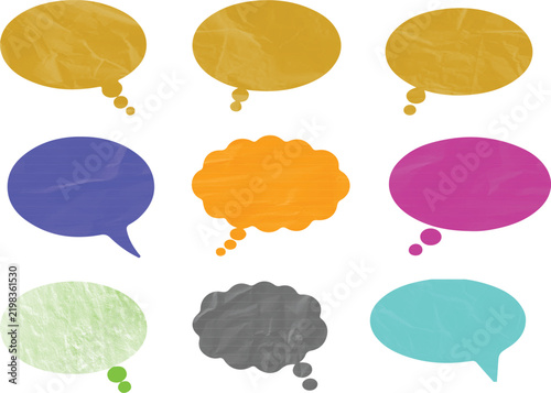 Colorful set of speech and thought bubble icons