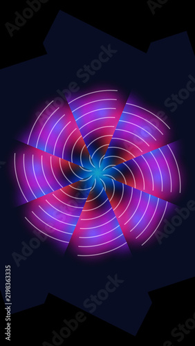 Abstract radial gradient with concentric circles and dark background.