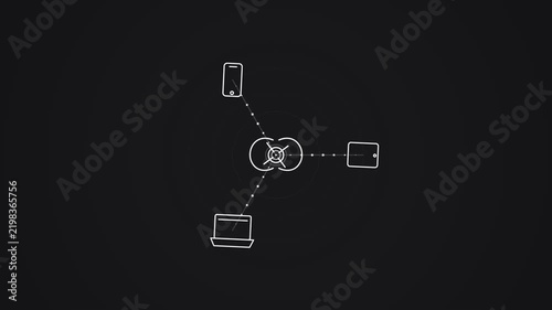 Digital Ecosystem Network Connection Animation with Laptop Tablet and Smartphone