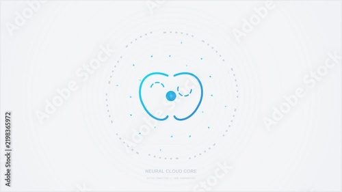 Futuristic Neural Cloud Network Central Core Animation
