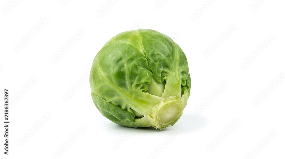 Fototapeta premium Fresh raw green brussels sprout isolated on white background healthy vegetarian culinary ingredient