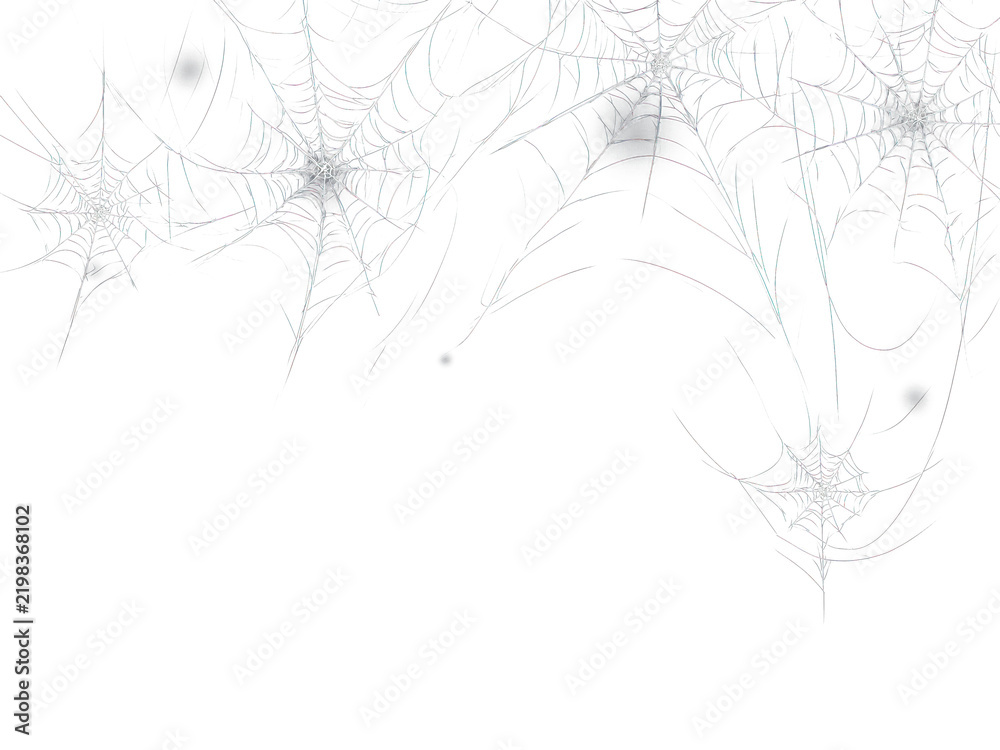 Fototapeta premium PNG Abstract glowing spider webs on a dark black background