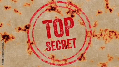 Top Secret Stamp Burning Paper Animation Classified Confidential Document. 4K