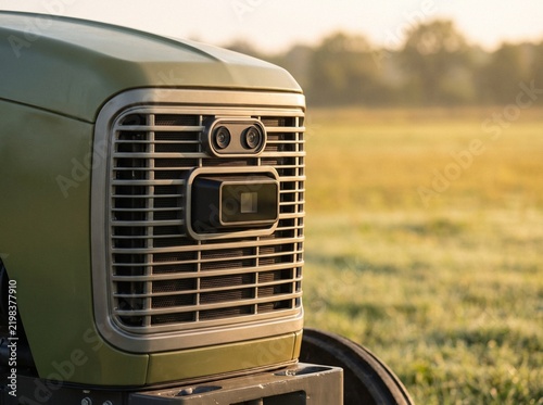 Autonomous farm tractor front grille with integrated stereoscopic cameras and LiDAR scanner