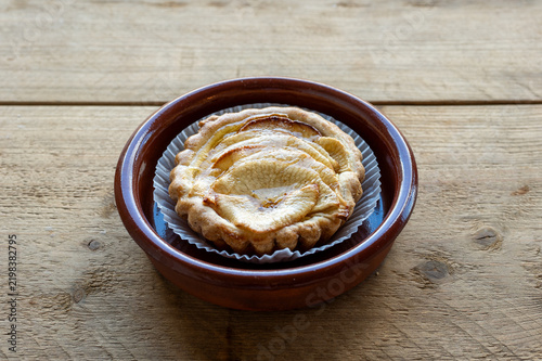 Mini Apple Tart Served in Rustic Terracotta Dish
