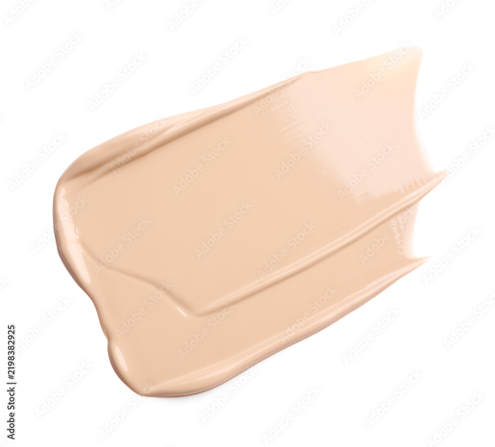 Fototapeta premium Swatch of liquid foundation isolated on white, top view
