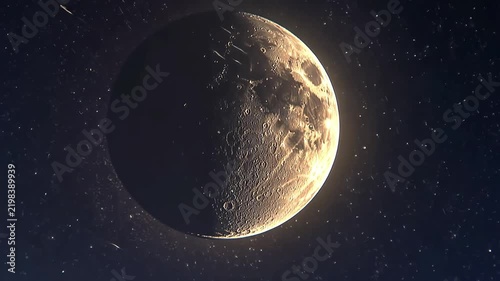 Gibbous moon, meteor shower, space, night, cosmic, background, wallpaper, art